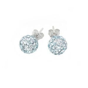 Sparkling Crystal and Sterling Silver Ball Stud Earrings